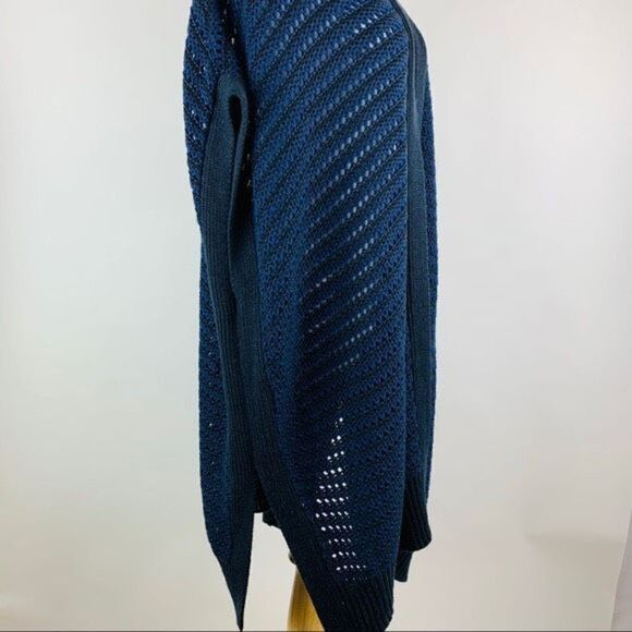 Lane Bryant Chunky Knit Sleeveless Cardigan Jacket Open Front Crochet Navy Black - Picture 14 of 15